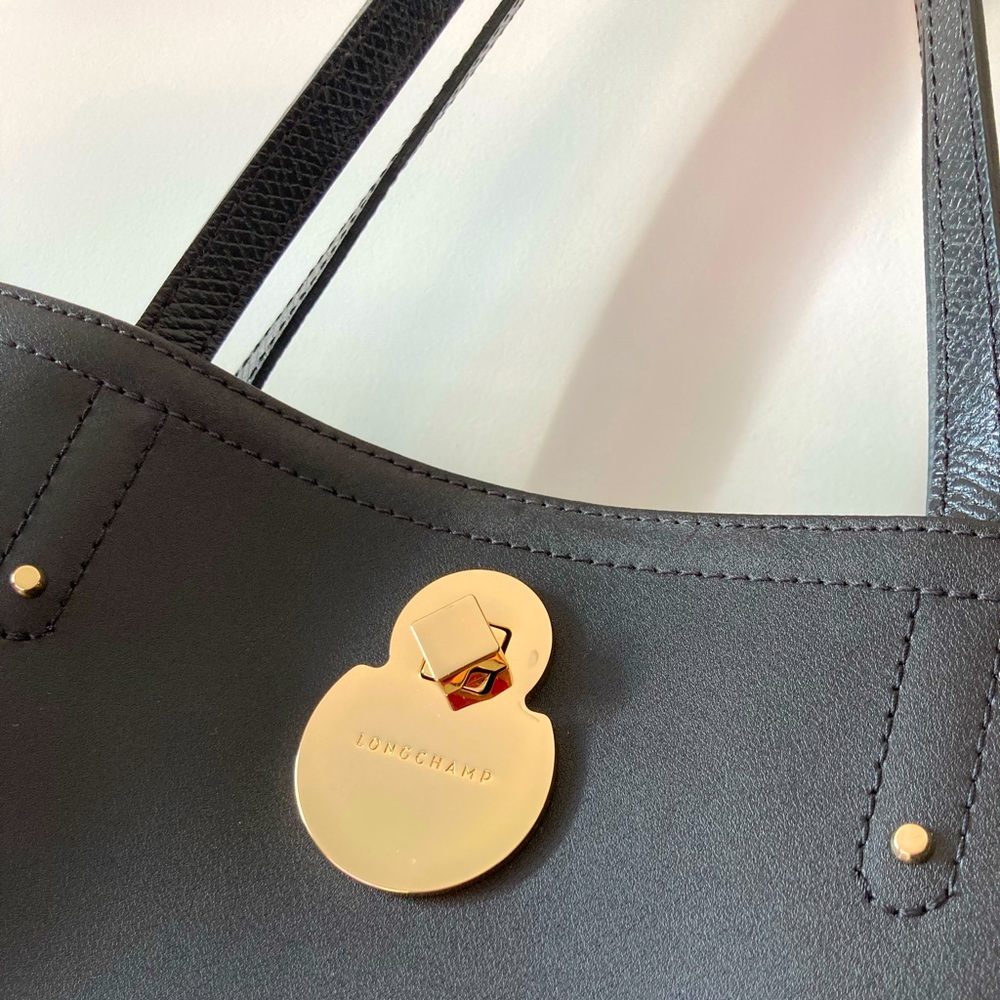 Longchamp NWOT Black Leather Shoulder Tote